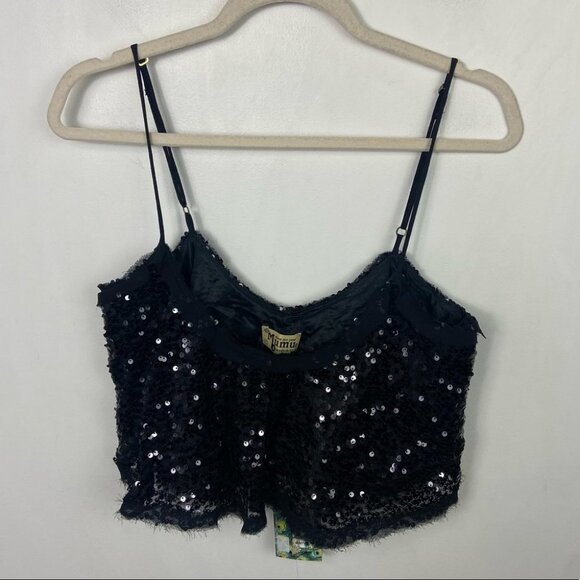 NWT Show Me Your Mumu Black Sequin Crop Top New With Tags Size Medium Boho Bling - Picture 5 of 9